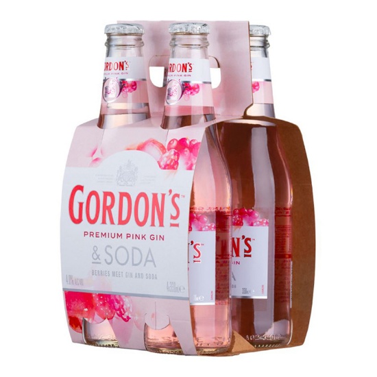 Picture of Gordon's Premium Pink Gin & Soda 4% Bottles 4x330ml