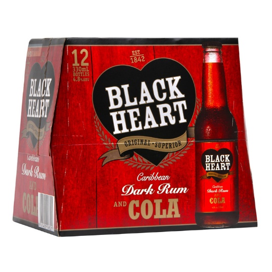 Picture of Black Heart Dark Rum & Cola 4.6% Bottles 12x330ml