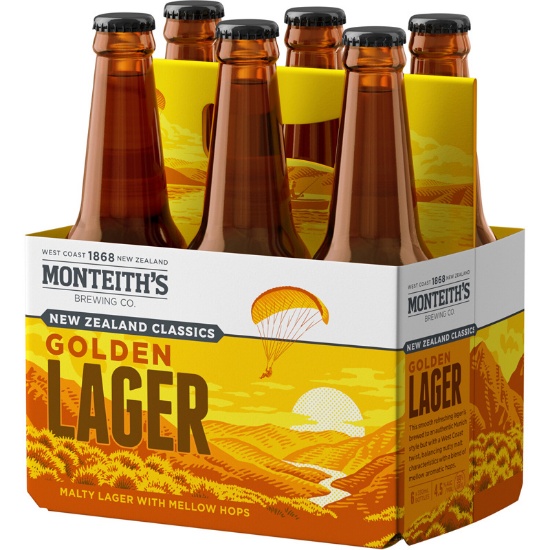 Picture of Monteith's New Zealand Classics Golden Lager Bottles 6x330ml