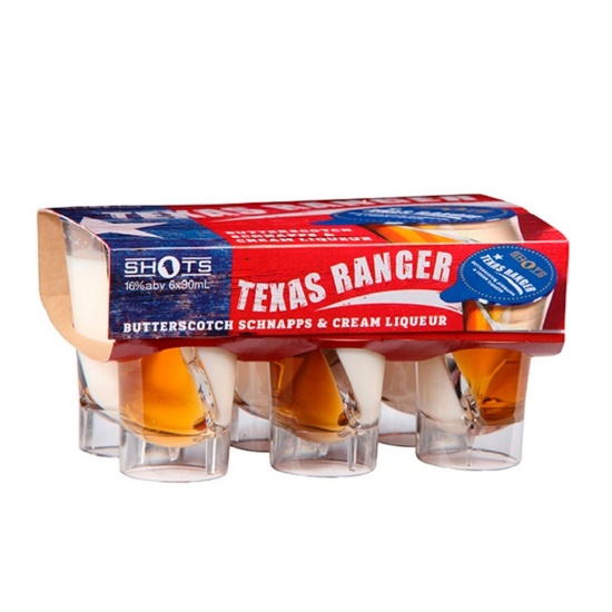 Picture of Shots Texas Ranger Butterscotch Schnapps & Cream Liqueur 6x30ml
