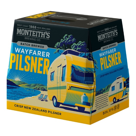 Picture of Monteith's Batch Brewed Wayfarer Pilsner Bottles 12x330ml