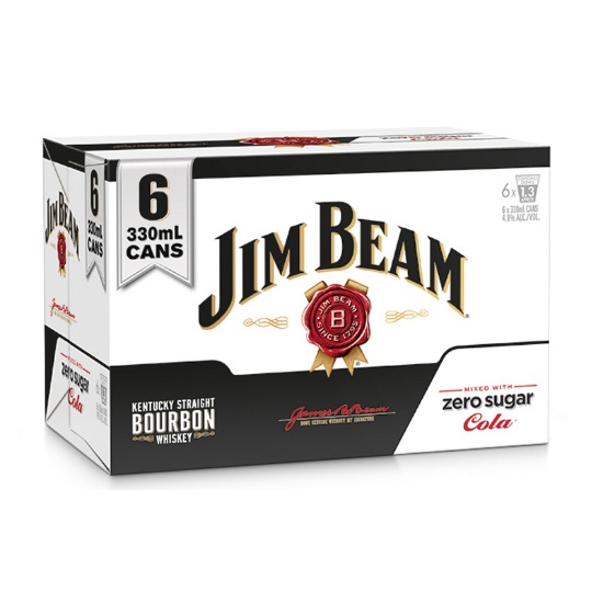 Picture of Jim Beam White & Zero Sugar Cola 4.8% Cans 6x330ml