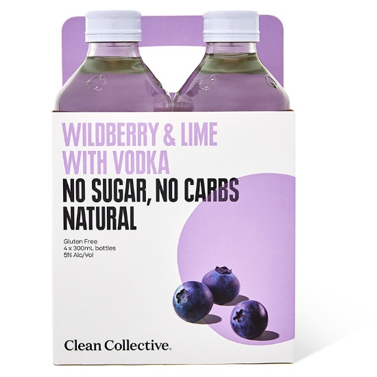 Picture of Clean Collective Wildberry & Lime with Vodka 5% Bottles 4x300ml