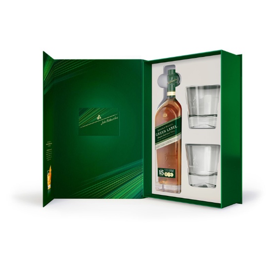 Picture of Johnnie Walker 15YO Green Label & 2 Glasses Gift Pack 700ml