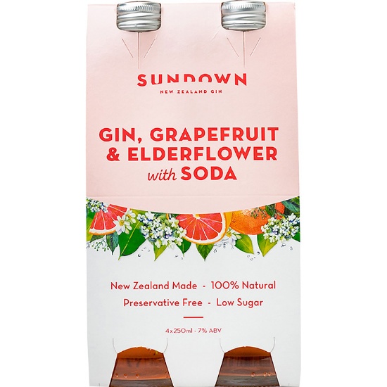 Picture of Sundown Gin, Grapefruit & Elderflower 7% Bottles 4x250ml