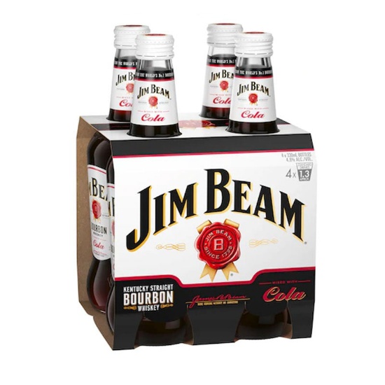 Picture of Jim Beam White & Cola 4.8% Bottles 4x330ml