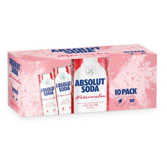 Picture of Absolut Soda Watermelon 4.8% Cans 10x250ml