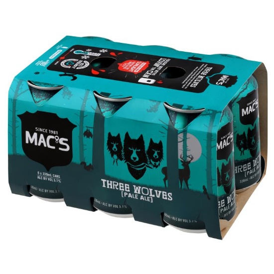Picture of Mac's Three Wolves Pale Ale Cans 6x330ml