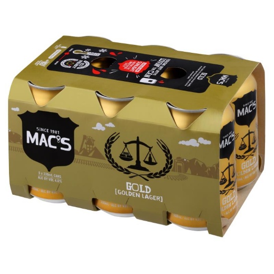 Picture of Mac's Gold All Malt Lager Cans 6x330ml
