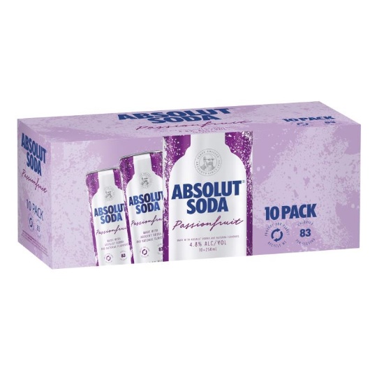 Picture of Absolut Soda Passionfruit 4.8% Cans 10x250ml
