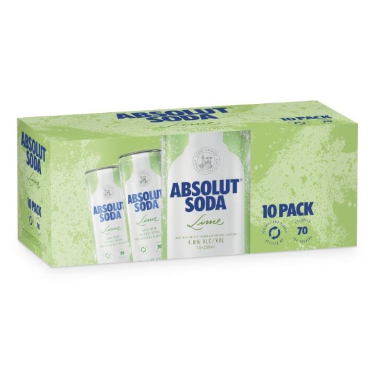 Picture of Absolut Soda Lime 4.8% Cans 10x250ml