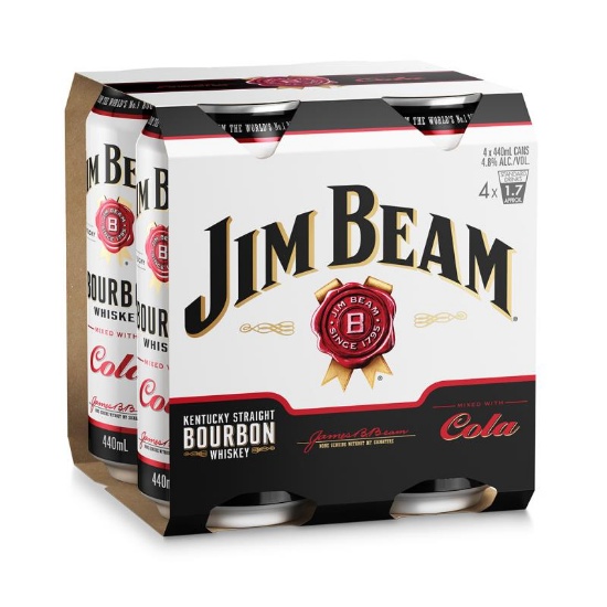 Picture of Jim Beam White & Cola 4.8% Cans 4x440ml