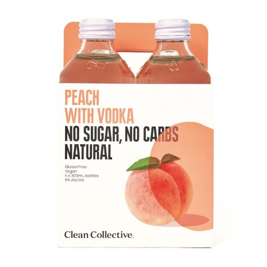 Picture of Clean Collective Peach with Vodka 5% Bottles 4x300ml