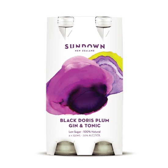 Picture of Sundown Black Doris Plum Gin & Tonic 7% Bottles 4x250ml