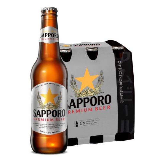 Picture of Sapporo Premium Japanese Beer Bottles 6x355ml