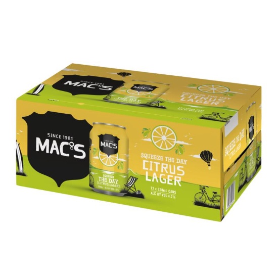 Picture of Mac's Squeeze The Day Citrus Lager Cans 12x330ml