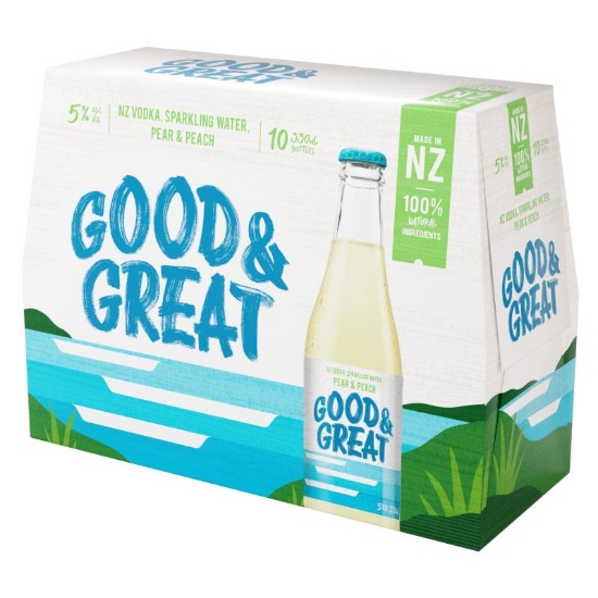 Picture of Good & Great Pear & Peach 5% Bottles 10x330ml