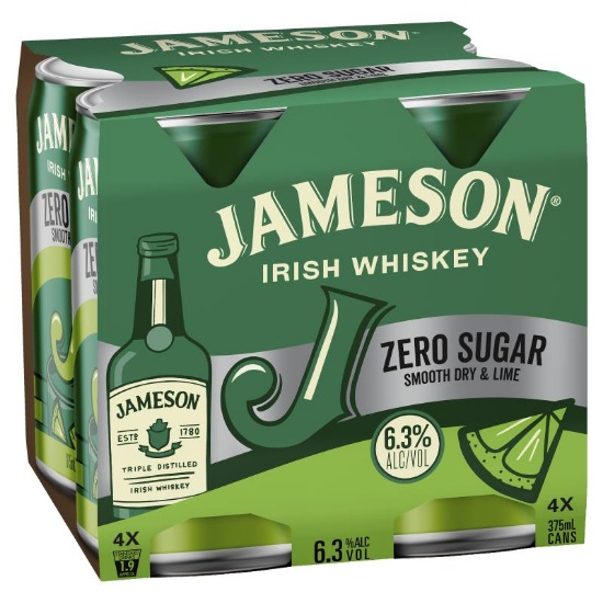 Picture of Jameson Zero Sugar Smooth Dry & Lime 6.3% Cans 4x375ml