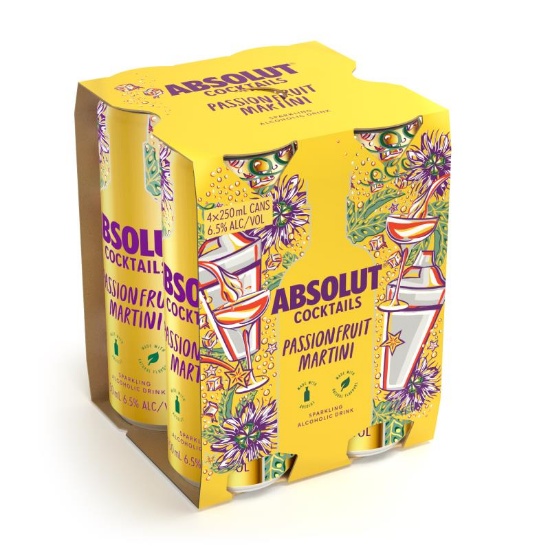 Picture of Absolut Cocktails Passionfruit Martini 6.5% Cans 4x250ml