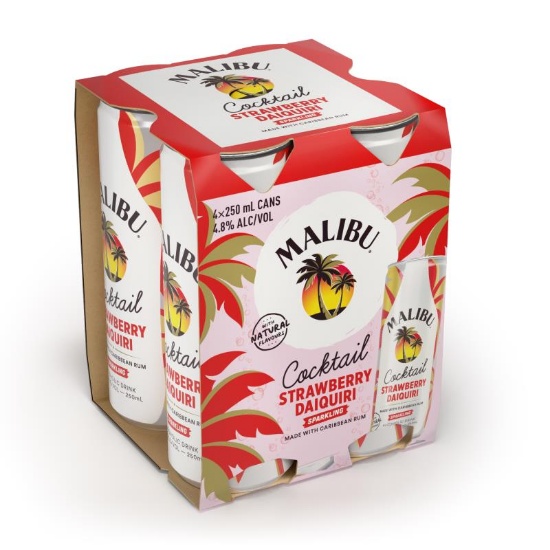 Picture of Malibu Cocktail Strawberry Daiquiri 4.8% Cans 4x250ml