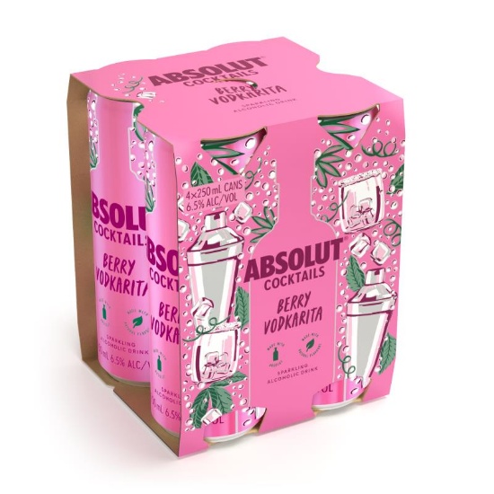 Picture of Absolut Cocktails Berry Vodkarita 6.5% Cans 4x250ml