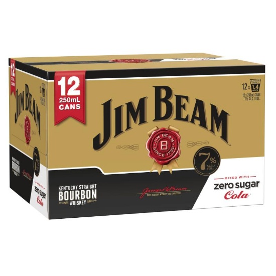 Picture of Jim Beam Gold & Zero Sugar Cola 7% Cans 12x250ml
