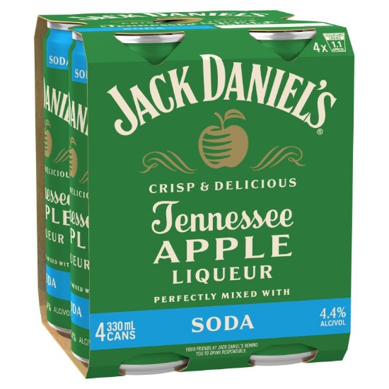 Picture of Jack Daniel's Tennessee Apple Liqueur Soda 4.4% Cans 4x330ml