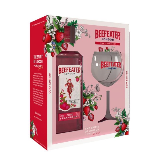 Picture of Beefeater Pink Strawberry Gin & Copa Glass Gift Pack 700ml