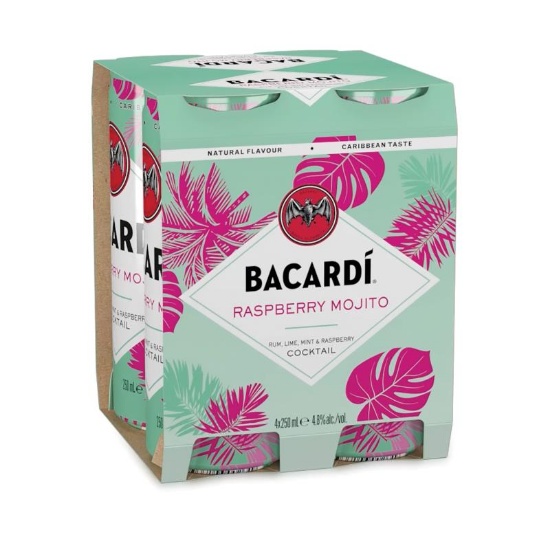 Picture of Bacardí Raspberry Mojito Cocktail 4.8% Cans 4x250ml