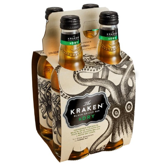 Picture of The Kraken Black Spiced Rum & Dry 5.5% Bottles 4x330ml