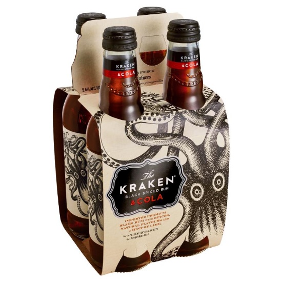 Picture of The Kraken Black Spiced Rum & Cola 5.5% Bottles 4x330ml