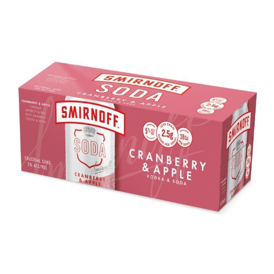 Picture of Smirnoff Soda Cranberry & Apple 5% Cans 10x330ml