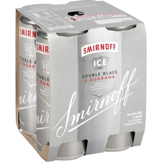 Picture of Smirnoff Ice Double Black & Guarana 7% Cans 4x250ml