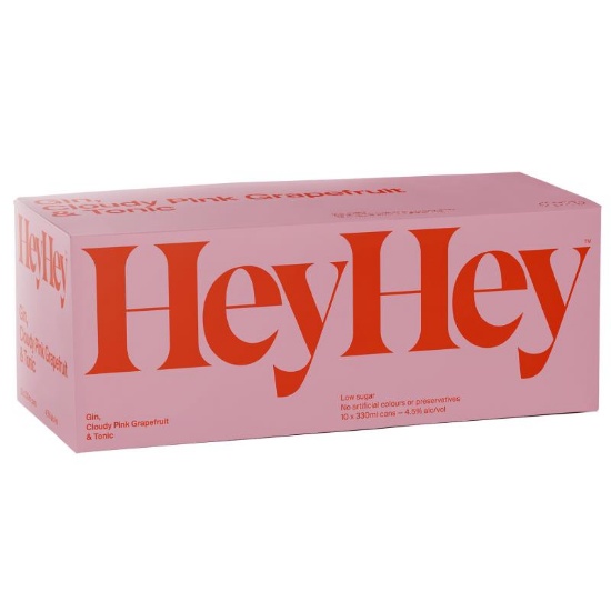 Picture of Hey Hey Gin, Cloudy Pink Grapefruit & Tonic 4.5% Cans 10x330ml