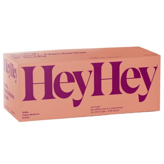 Picture of Hey Hey Vodka, Peach, Nectarine & Soda 4.5% Cans 10x330ml
