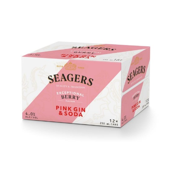 Picture of Seagers Exceptional Berry Pink Gin & Soda 4% Cans 12x250ml