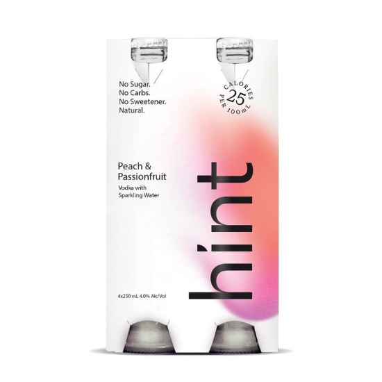 Picture of Hint Vodka with Sparkling Water Peach & Passionfruit 4% Bottles 4x250ml