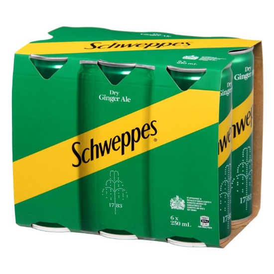 Picture of Schweppes Dry Ginger Ale Cans 6x250ml