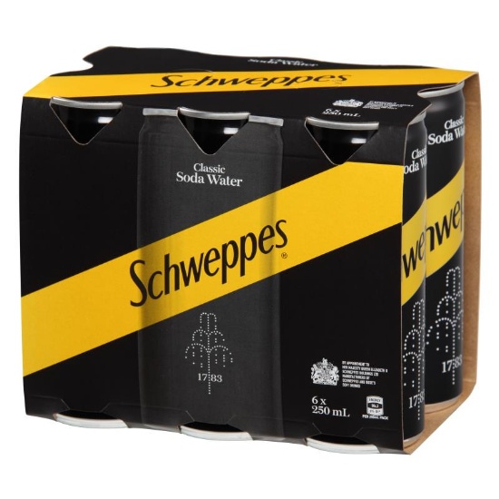 Picture of Schweppes Classic Soda Water Cans 6x250ml