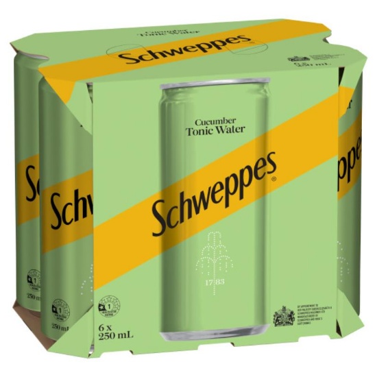 Picture of Schweppes Cucumber Tonic Water Cans 6x250ml
