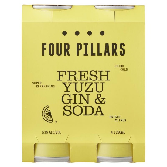 Picture of Four Pillars Fresh Yuzu Gin & Tonic 5.1% Cans 4x250ml
