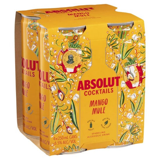 Picture of Absolut Cocktails Mango Mule 6.5% Cans 4x250ml