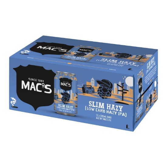 Picture of Mac's Slim Hazy Low Carb Hazy IPA Cans 12x330ml