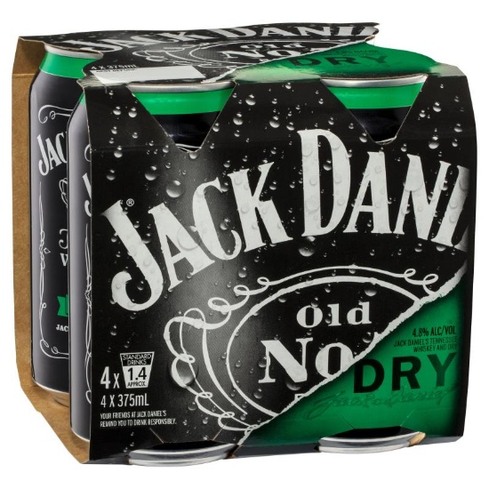 Picture of Jack Daniel's & Dry 4.8% Cans 4x375ml