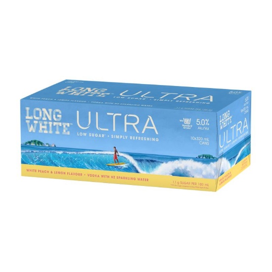 Picture of Long White Ultra Vodka White Peach & Lemon 5% Cans 10x320ml
