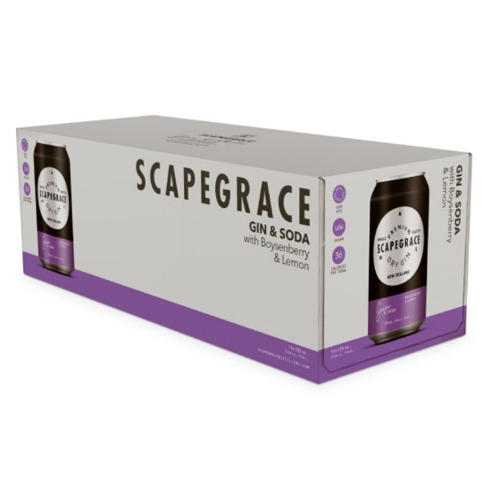Picture of Scapegrace Gin & Soda with Boysenberry & Lemon 5% Cans 10x330ml