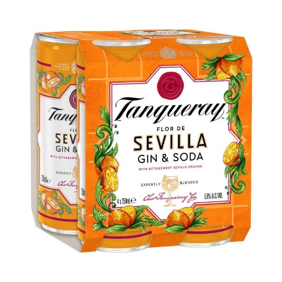 Picture of Tanqueray Flor de Sevilla Gin & Soda 5% Cans 4x250ml