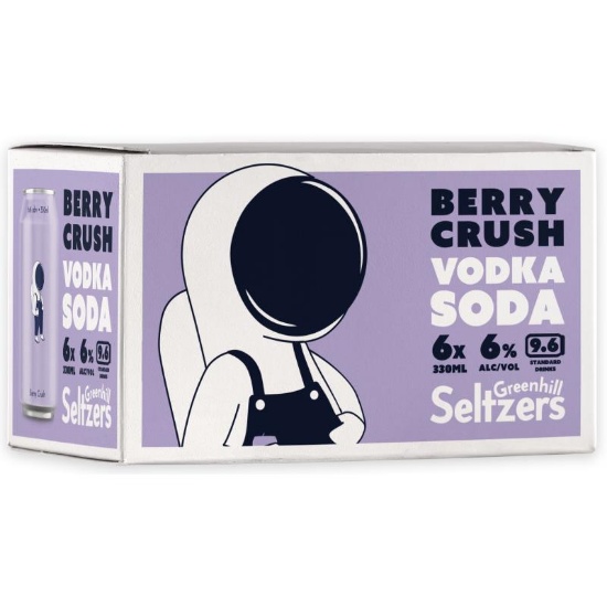 Picture of Greenhill Seltzers Vodka Soda Berry Crush 6% Cans 6x330ml