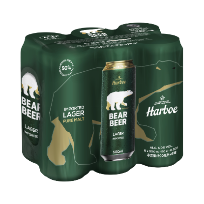 Picture of Harboe Bear Beer Lager Cans 6x500ml