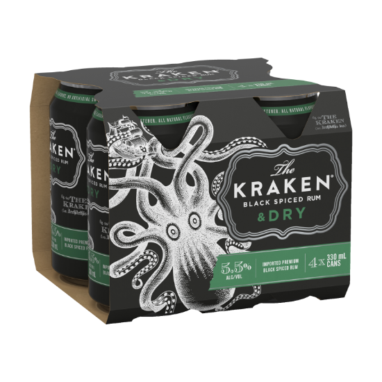 Picture of The Kraken Black Spiced Rum & Dry 5.5% Cans 4x330ml